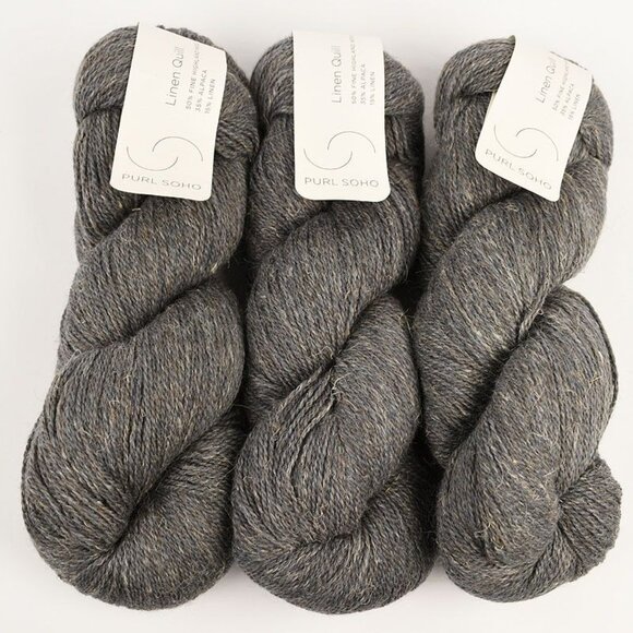 Purl Soho Linen Quill Yarn 3 Skeins Fingering Weight Wool Alpaca Trout Brown